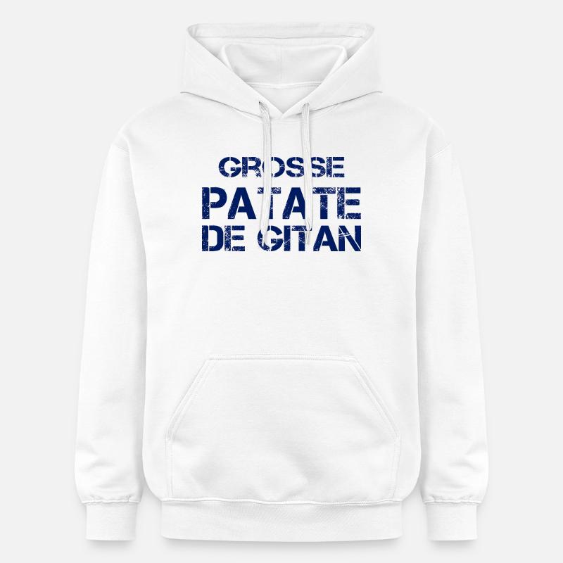 Grosse Patate de Gitan (bleu) - Sweat à capuche Softstyle® Gildan Unisexe - blanc