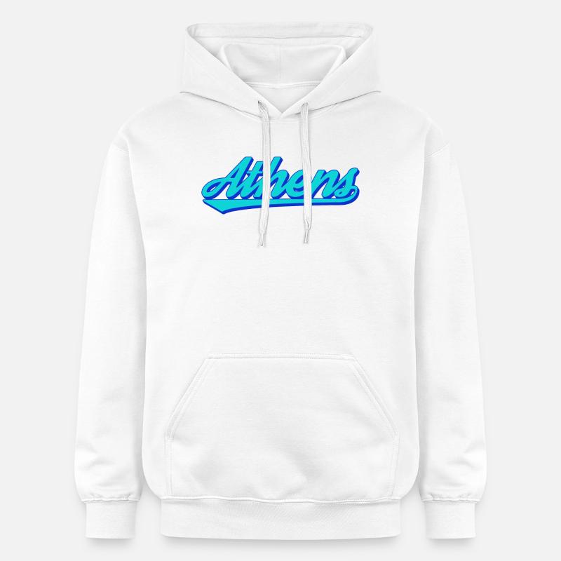 Écriture rétro d’Athènes - Sweat à capuche Softstyle® Gildan Unisexe - blanc