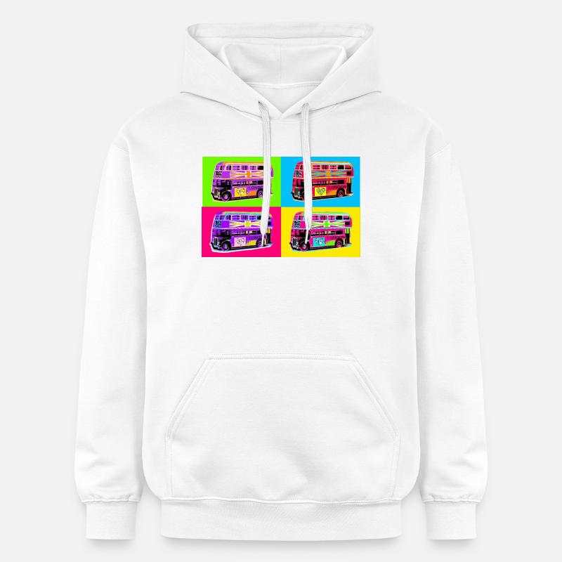 Bus Londres Pop Art Arc-en-Cirque - Sweat à capuche Softstyle® Gildan Unisexe - blanc