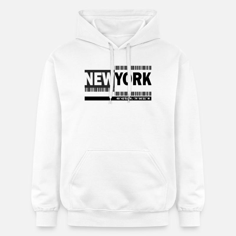 NEW YORK - Code-barres - Sweat à capuche Softstyle® Gildan Unisexe - blanc