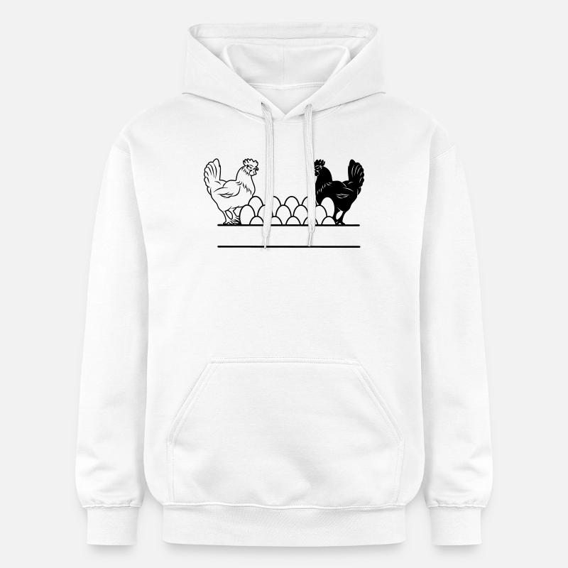 Hähnchen dunkles und helles Monogramm - Gildan Unisex Softstyle® Midweight Hoodie - Weiß