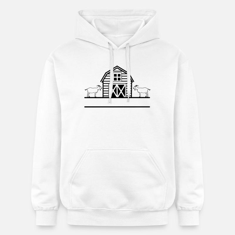 Élevage caprin avec deux chèvres - Sweat à capuche Softstyle® Gildan Unisexe - blanc