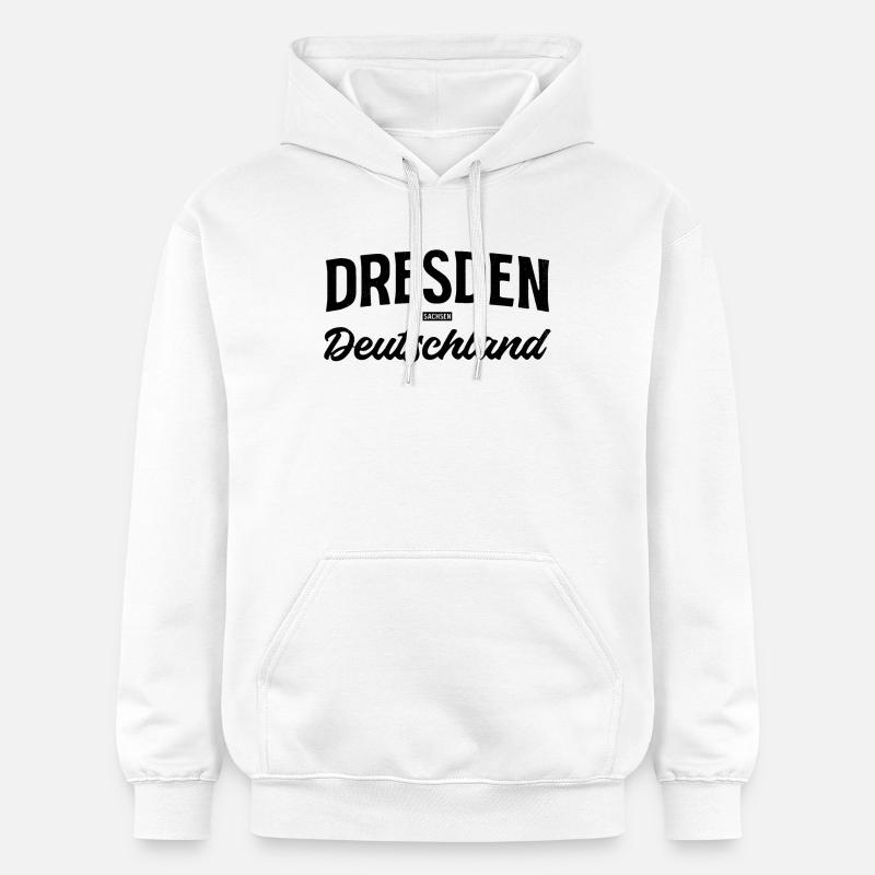 Dresde, Saxe, Allemagne, conception des villes - Sweat à capuche Softstyle® Gildan Unisexe - blanc