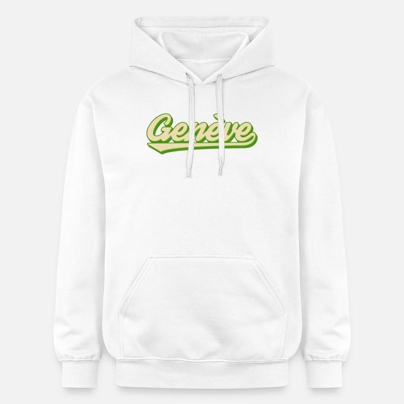 Genève Retro Script Limette - Gildan Unisex Softstyle® Midweight Hoodie - Weiß