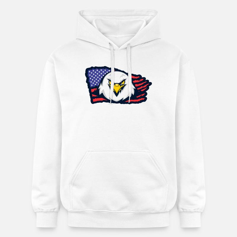 Aigle américain avec drapeau - Sweat à capuche Softstyle® Gildan Unisexe - blanc