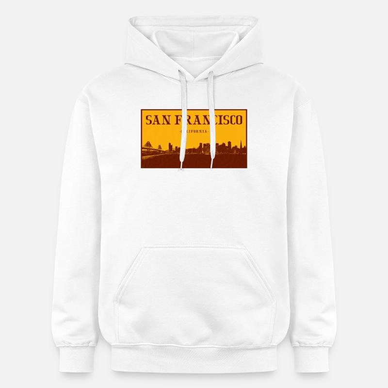 Rétro Skyline de San Francisco - Sweat à capuche Softstyle® Gildan Unisexe - blanc