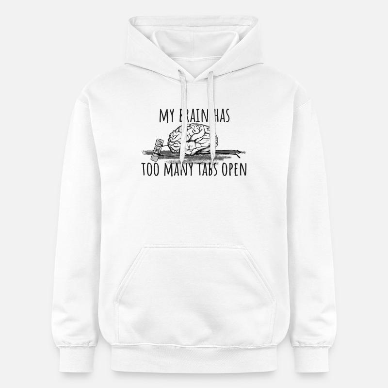 Mon cerveau a trop d’onglets ouverts! - Sweat à capuche Softstyle® Gildan Unisexe - blanc