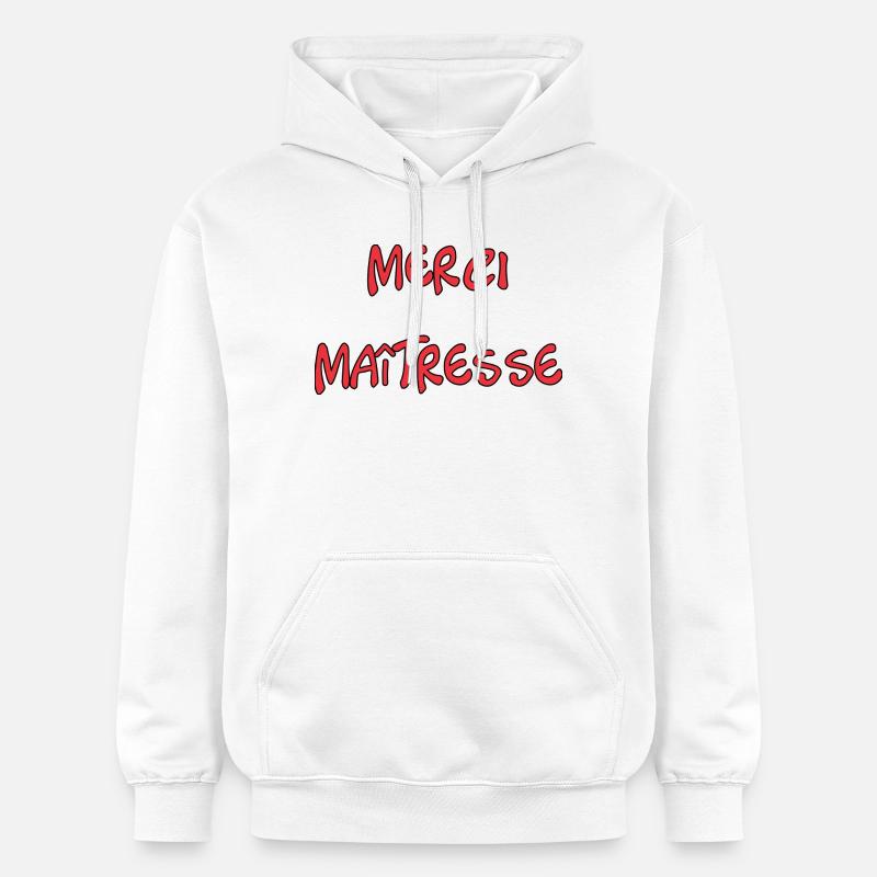 MAÎTRESSE. MERCI. MERCI MAÎTRESSE - Sweat à capuche Softstyle® Gildan Unisexe - blanc