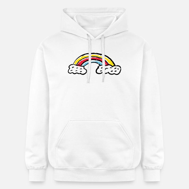 Coups d’arc de pinceau arc-en-ciel - Sweat à capuche Softstyle® Gildan Unisexe - blanc