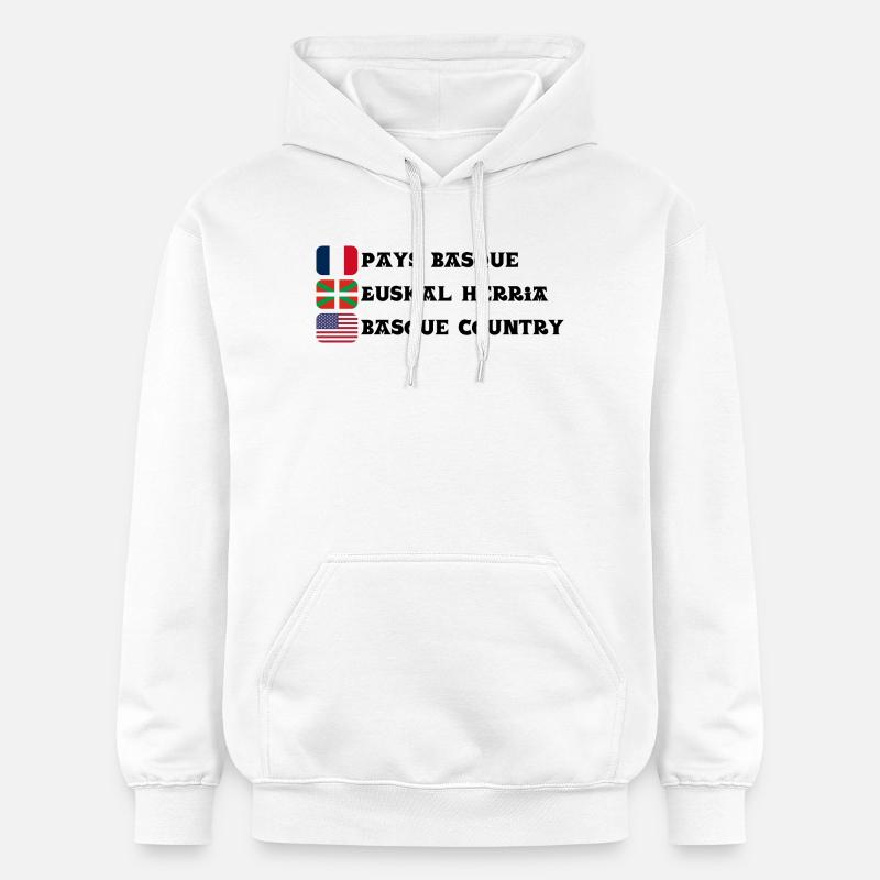 Pays Basque : drapeaux Français, Basque, Américain - Sweat à capuche Softstyle® Gildan Unisexe - blanc