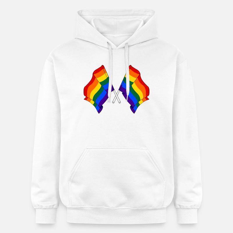 Deux drapeaux arc-en-ciel - Sweat à capuche Softstyle® Gildan Unisexe - blanc