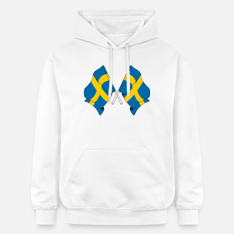 Deux drapeaux Suède - Sweat à capuche Softstyle® Gildan Unisexe - blanc