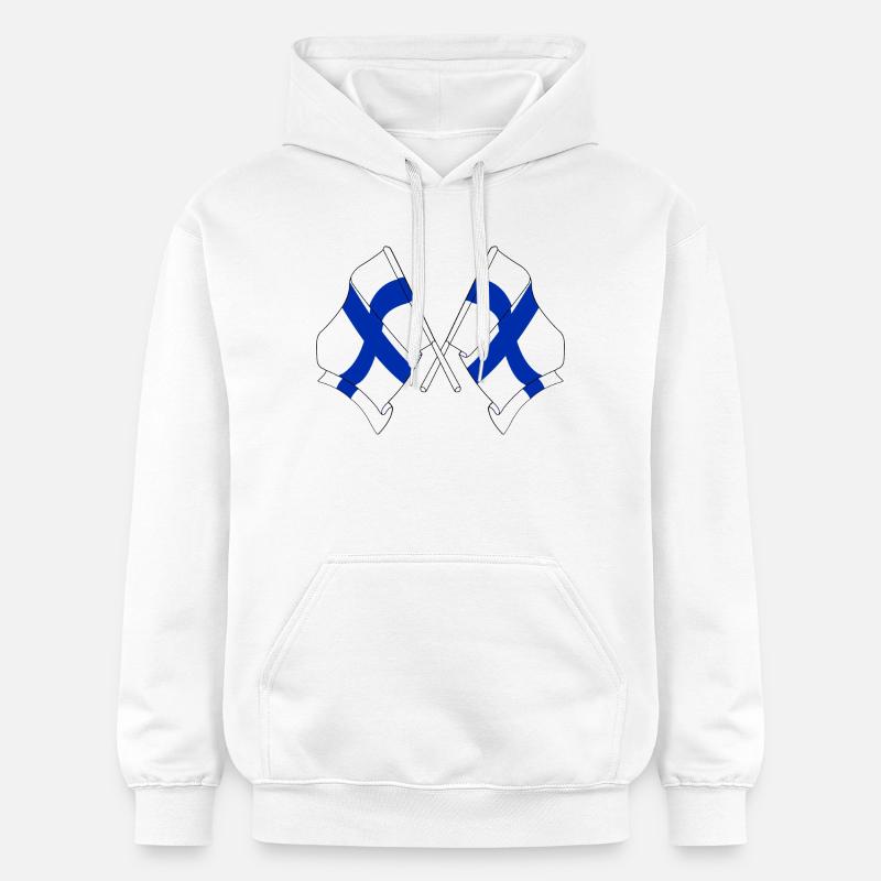 Deux drapeaux de la Finlande croisés - Sweat à capuche Softstyle® Gildan Unisexe - blanc