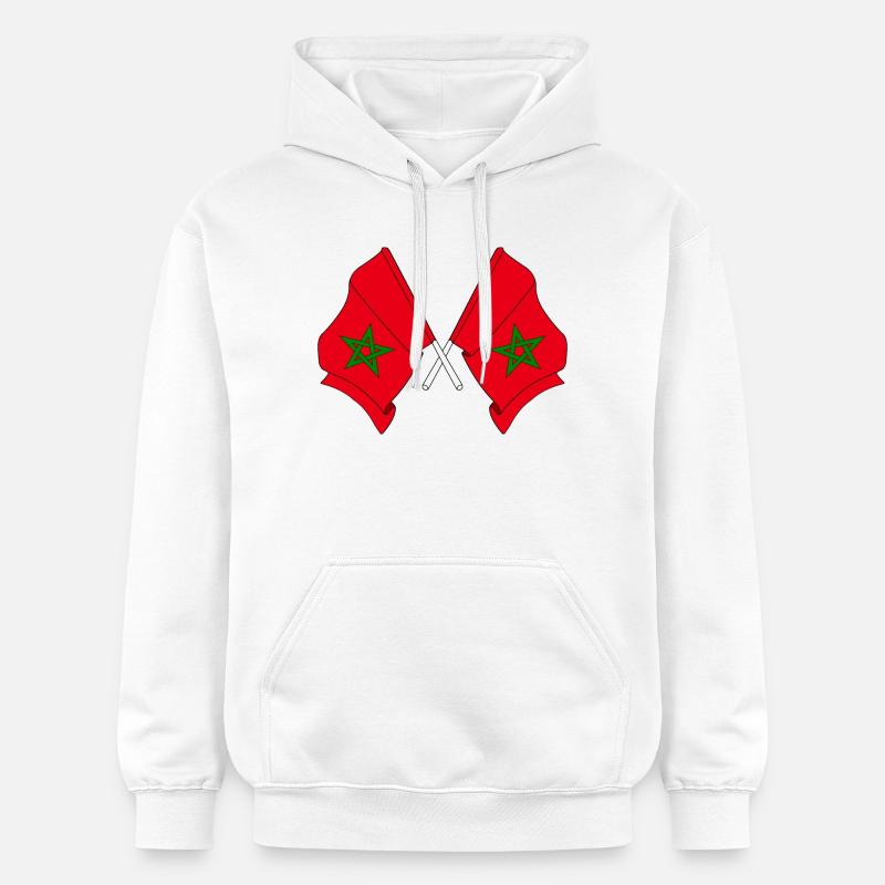 Deux drapeaux du Maroc croisés - Sweat à capuche Softstyle® Gildan Unisexe - blanc
