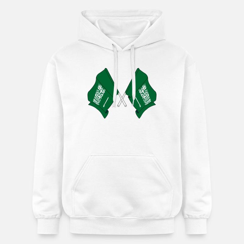 Deux drapeaux Arabie Saoudite - Sweat à capuche Softstyle® Gildan Unisexe - blanc