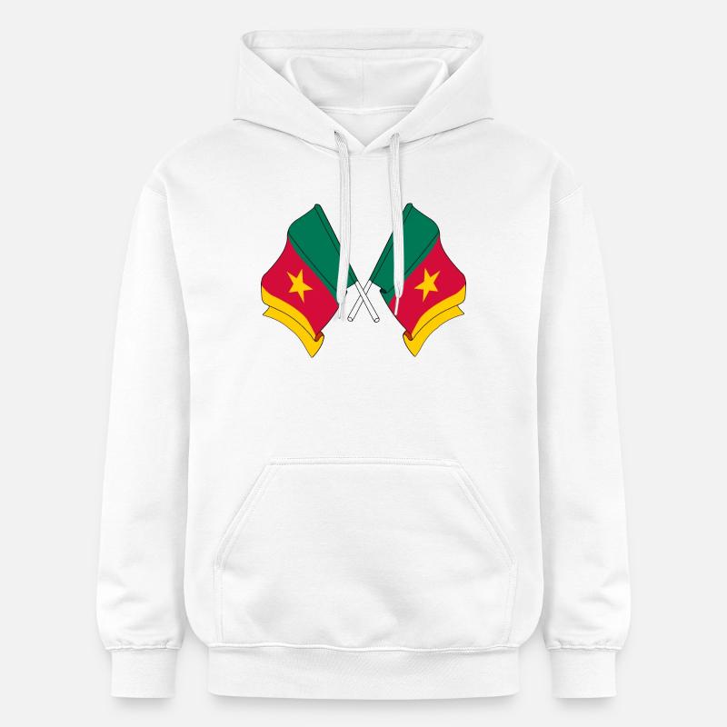 Deux drapeaux Cameroun - Sweat à capuche Softstyle® Gildan Unisexe - blanc