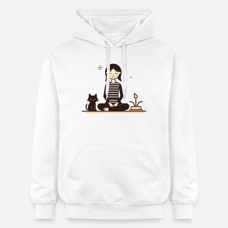 Se détendre avec un chat - Sweat à capuche Softstyle® Gildan Unisexe - blanc