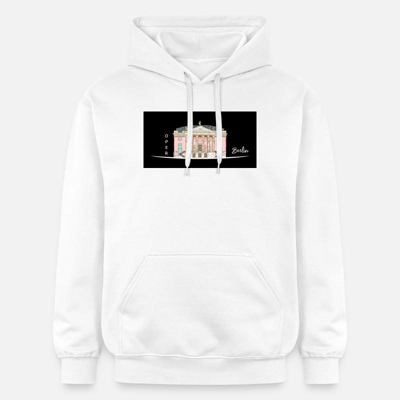 Berlin, Oper unter den Linden, Dessin - Sweat à capuche Softstyle® Gildan Unisexe - blanc