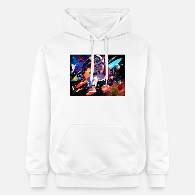 L’astronaute et l’espace - Sweat à capuche Softstyle® Gildan Unisexe - blanc