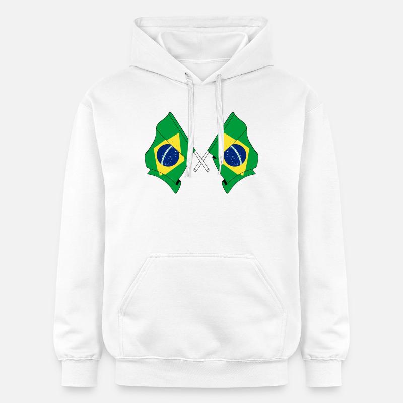 Drapeau du Brésil croisé - Sweat à capuche Softstyle® Gildan Unisexe - blanc