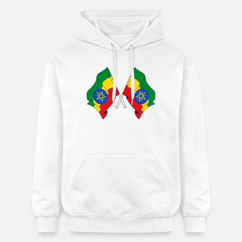 Deux drapeaux croisés de l’Ethiopie - Sweat à capuche Softstyle® Gildan Unisexe - blanc