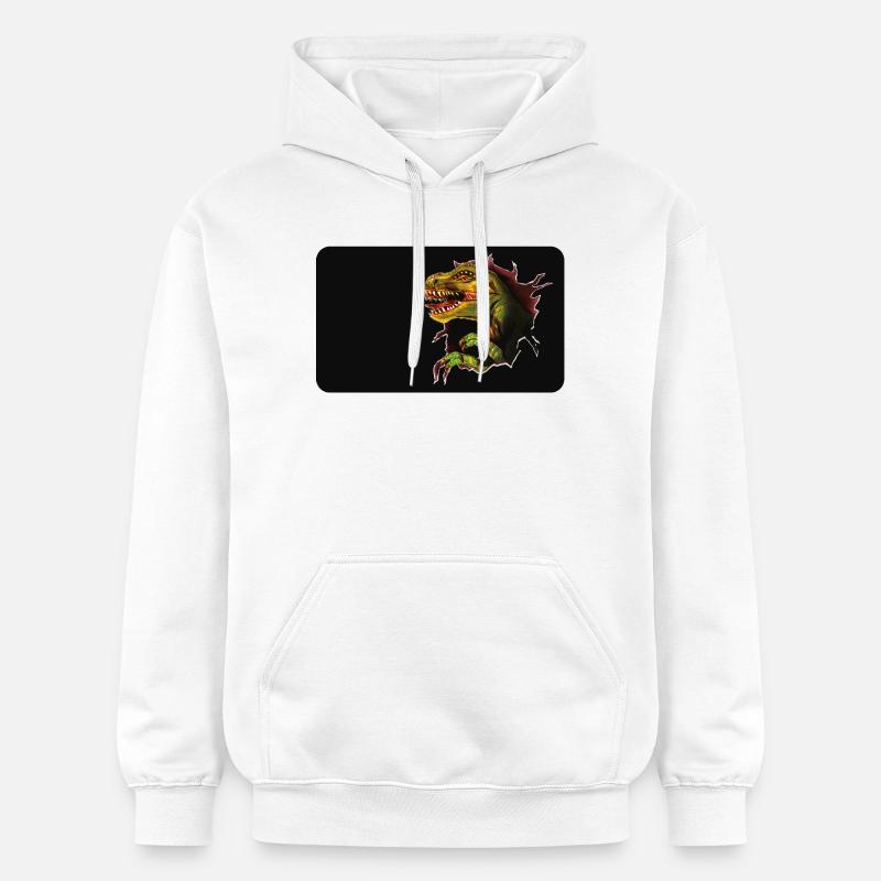T-Rex Breakout à travers le trou - Sweat à capuche Softstyle® Gildan Unisexe - blanc
