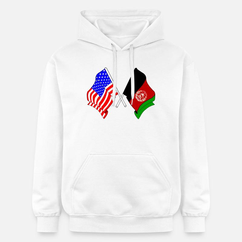 Drapeau des États-Unis Drapeau de l’Afghanistan - Sweat à capuche Softstyle® Gildan Unisexe - blanc