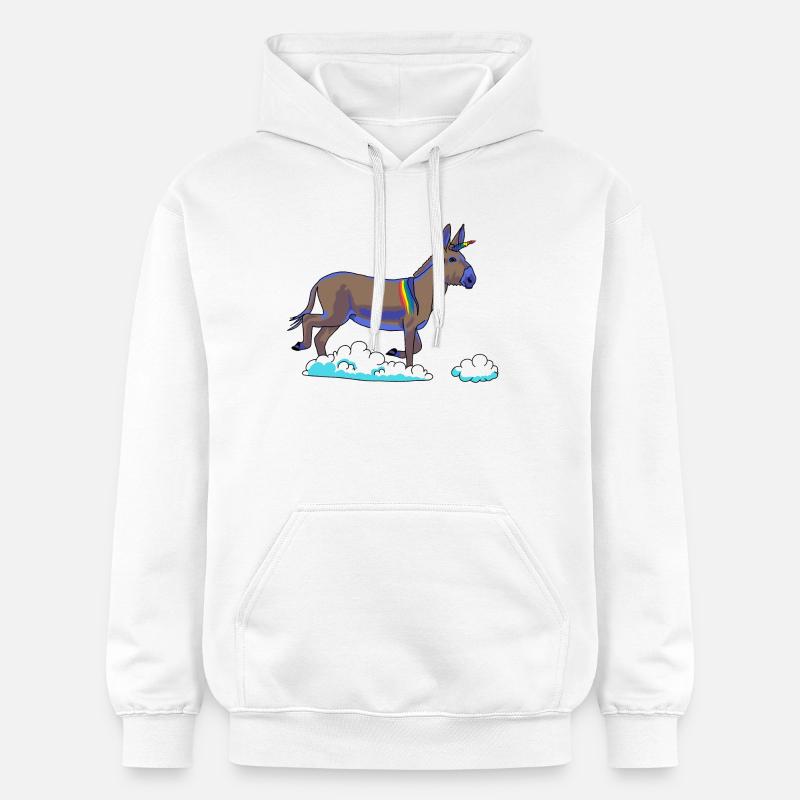 Regenbogen-Einhorn auf Wolken - Gildan Unisex Softstyle® Midweight Hoodie - Weiß