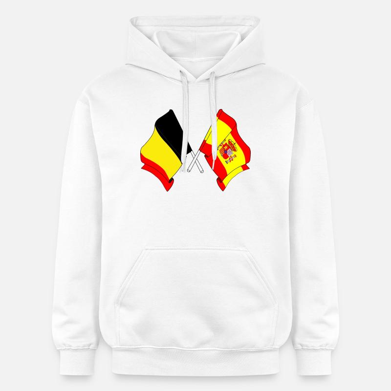 Drapeau Belgique, drapeau Espagne - Sweat à capuche Softstyle® Gildan Unisexe - blanc