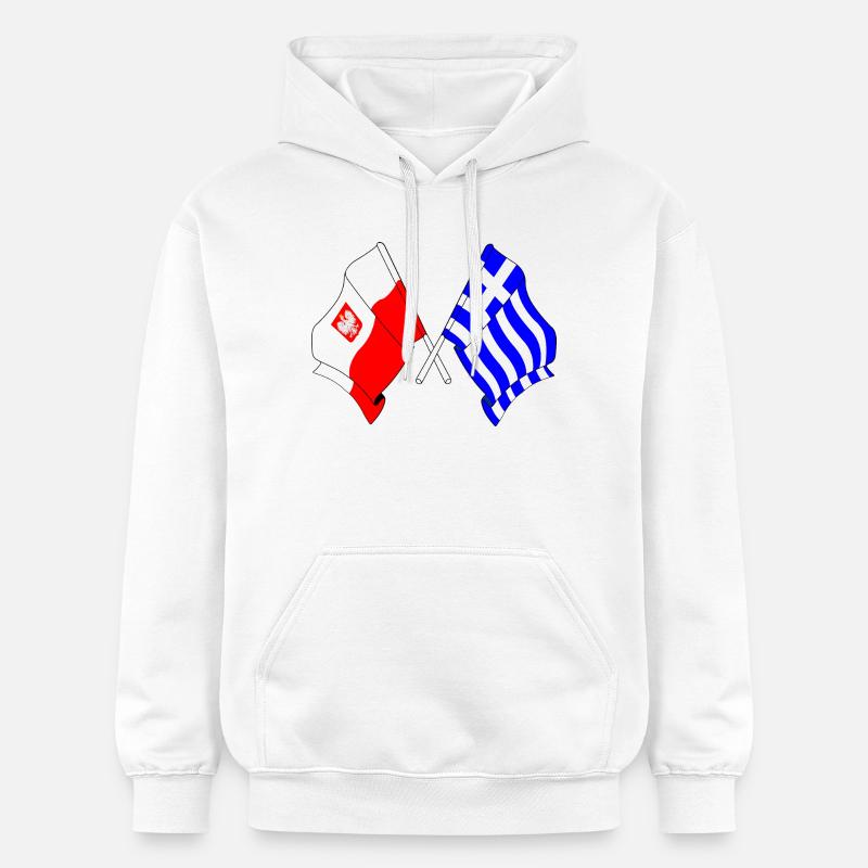 Drapeau Pologne, drapeau Grèce - Sweat à capuche Softstyle® Gildan Unisexe - blanc