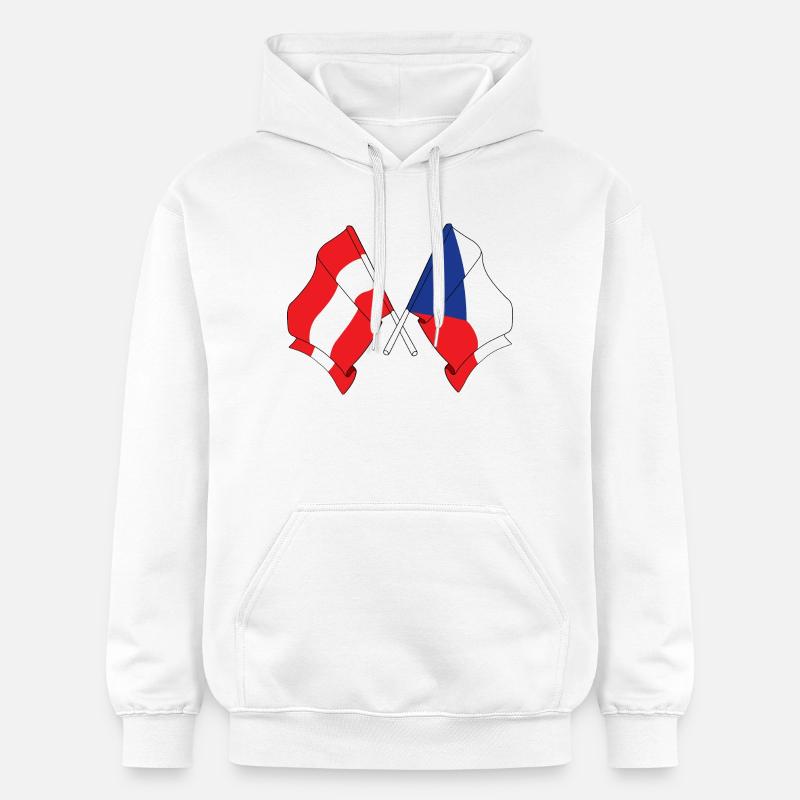 Drapeau Autriche, drapeau République tchèque - Sweat à capuche Softstyle® Gildan Unisexe - blanc