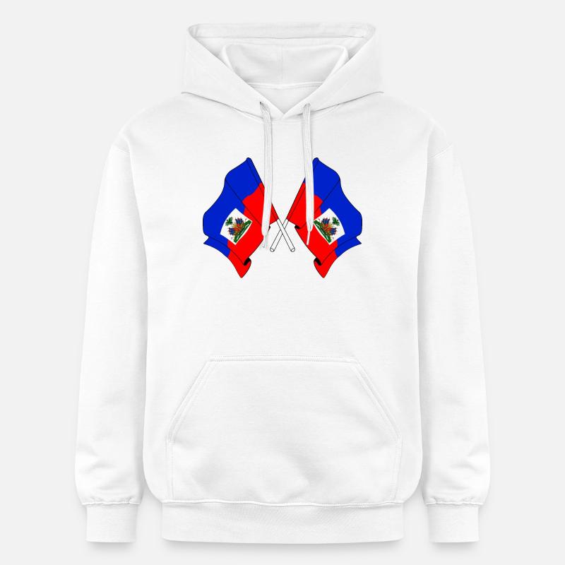 Deux drapeaux d’Haïti - Sweat à capuche Softstyle® Gildan Unisexe - blanc