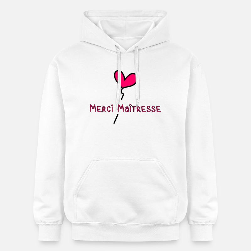 MAÎTRESSE. MAITRE. MERCI. MERCI MAÎTRESSE - Sweat à capuche Softstyle® Gildan Unisexe - blanc