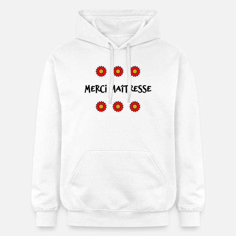 MAÎTRESSE. MAITRE. MERCI. MERCI MAÎTRESSE - Sweat à capuche Softstyle® Gildan Unisexe - blanc