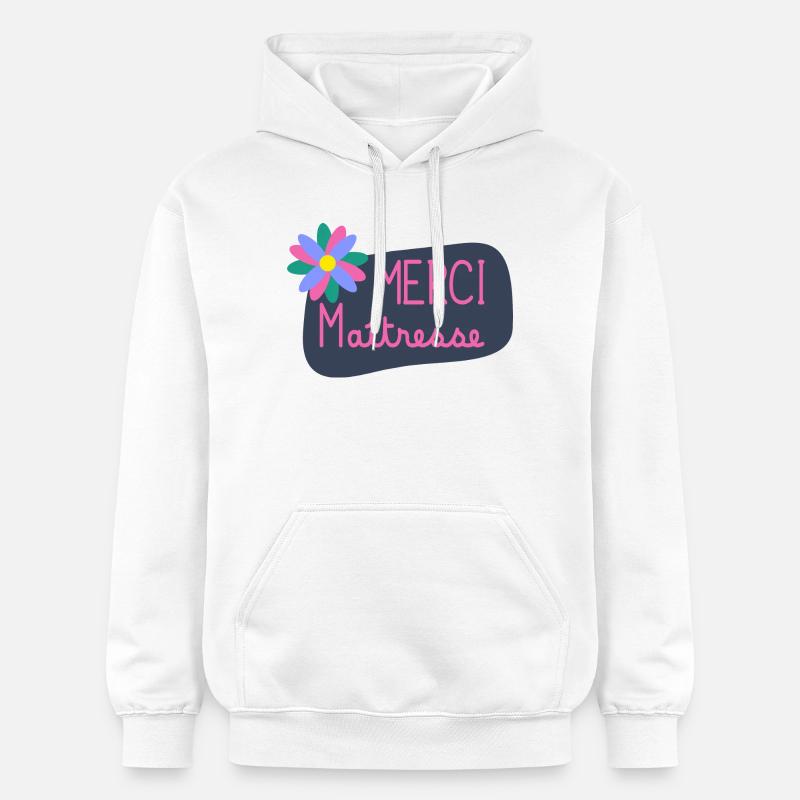 MAÎTRESSE. MAITRE. MERCI. MERCI MAÎTRESSE - Sweat à capuche Softstyle® Gildan Unisexe - blanc