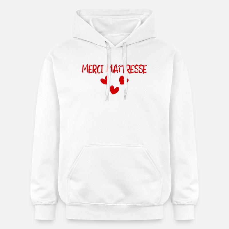 MAÎTRESSE. MERCI. MERCI MAÎTRESSE - Sweat à capuche Softstyle® Gildan Unisexe - blanc