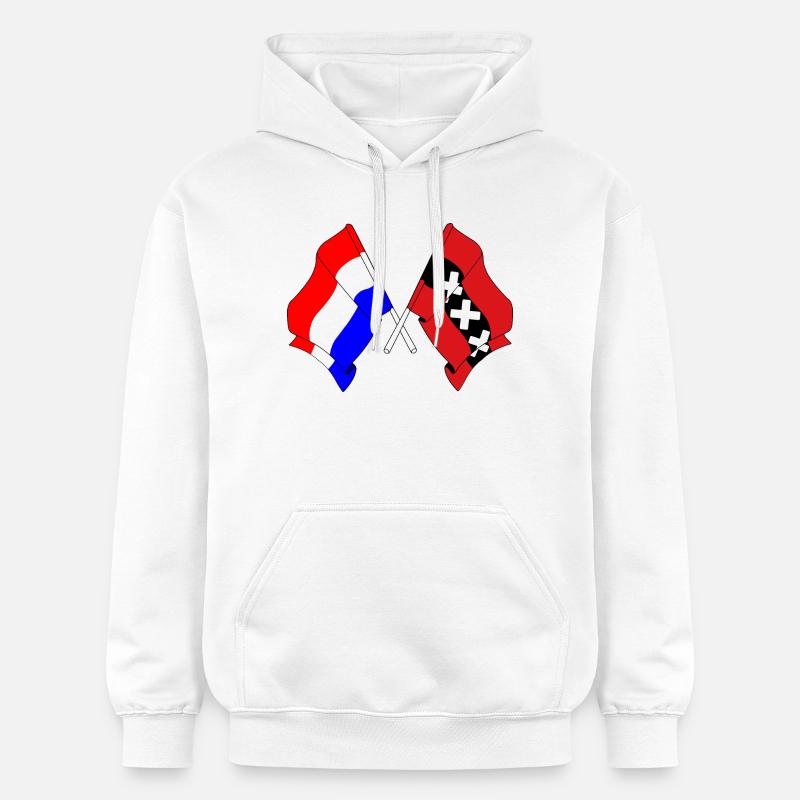 Drapeau Pays-Bas, Amsterdam croisé - Sweat à capuche Softstyle® Gildan Unisexe - blanc