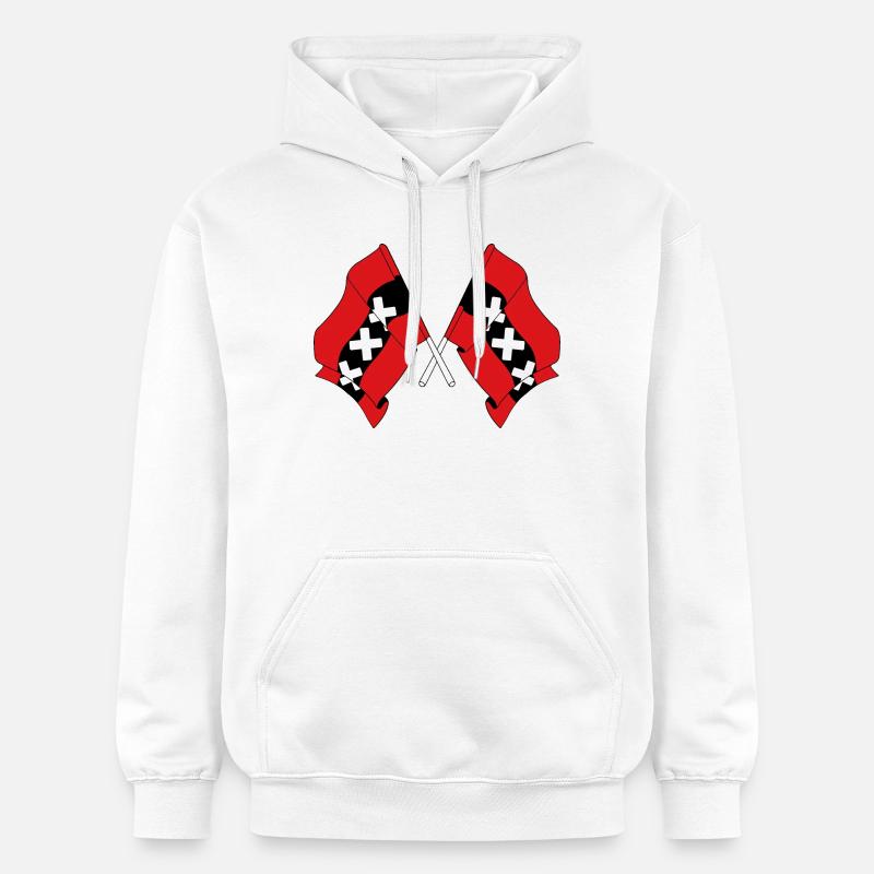 Deux drapeaux Amsterdam Pays-Bas - Sweat à capuche Softstyle® Gildan Unisexe - blanc