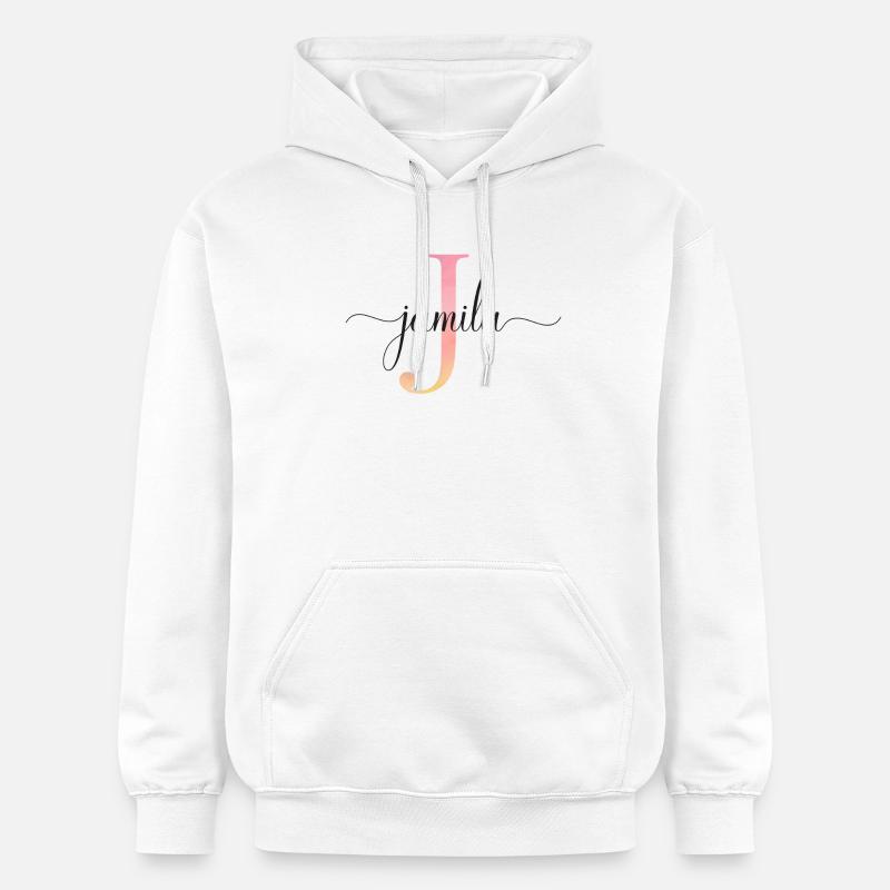 J | Monogramme | Nom | Jamila|Aquarelle - Sweat à capuche Softstyle® Gildan Unisexe - blanc