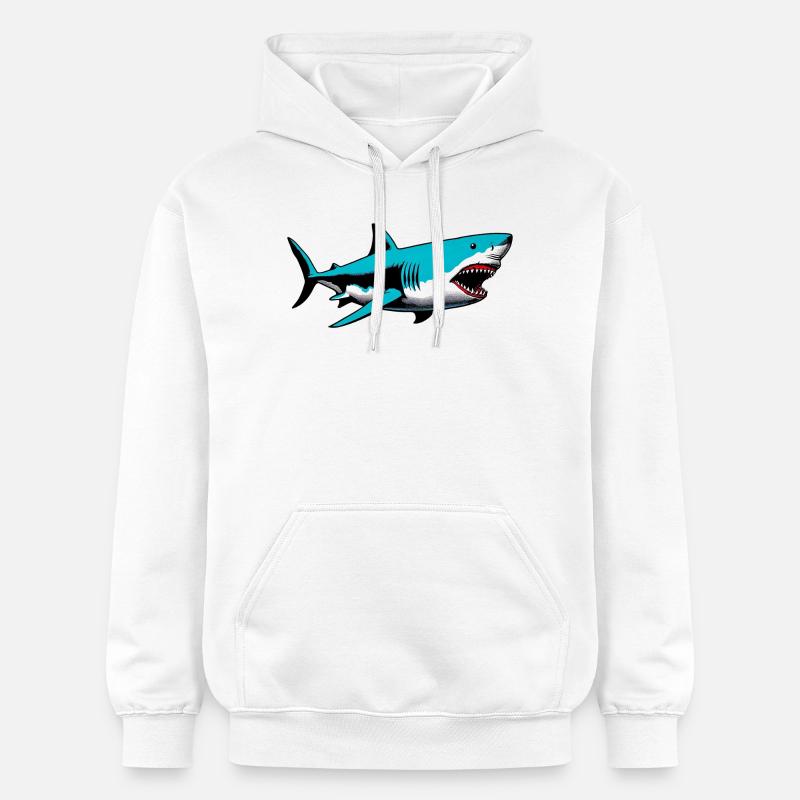 Requin - Sweat à capuche Softstyle® Gildan Unisexe - blanc