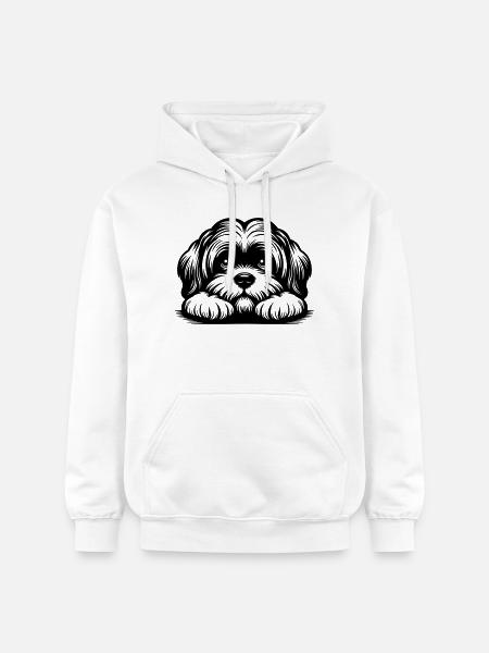 Lhasa Apso Head with Paws - Gildan Unisex Softstyle® Midweight Hoodie - white