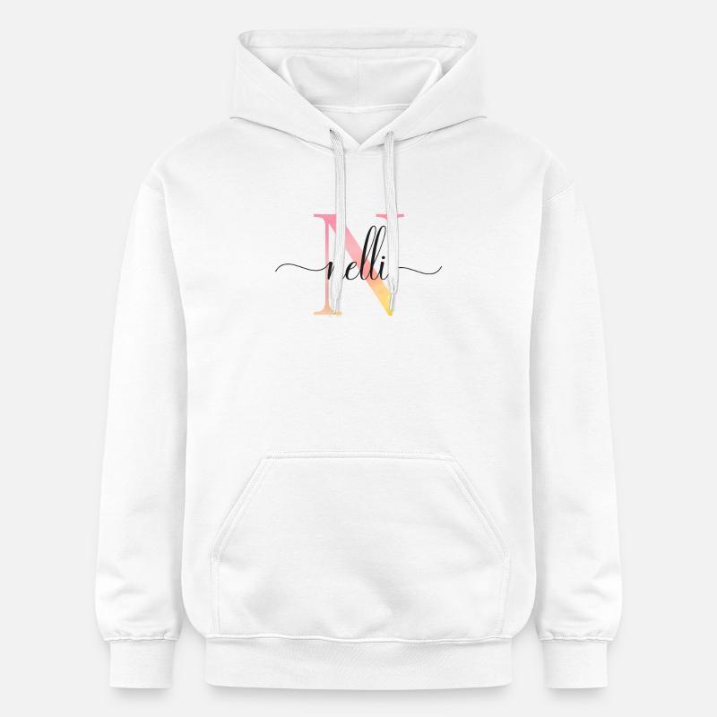 N | Monogramme | Nom | Nelli |Aquarelle - Sweat à capuche Softstyle® Gildan Unisexe - blanc