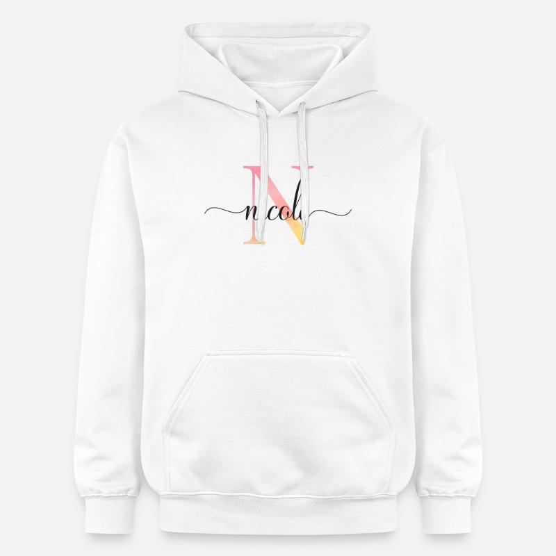 N | Monogramme | Nom | Nicole |Aquarelle - Sweat à capuche Softstyle® Gildan Unisexe - blanc