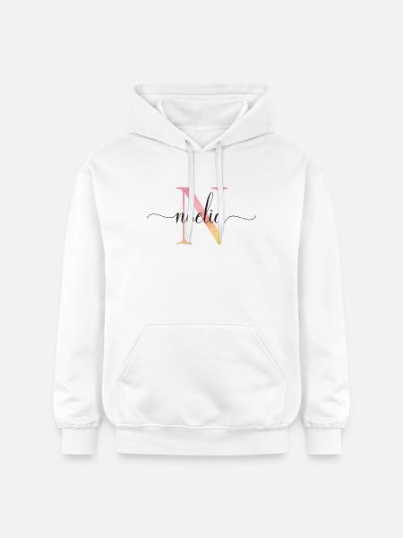 N | Monogramme | Nom | Noelia |Aquarelle - Sweat à capuche Softstyle® Gildan Unisexe - blanc