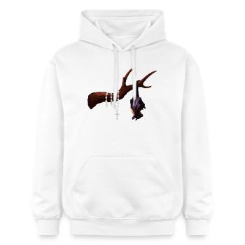 Flughund mit Ast, Rosenkränze, verschenken - Gildan Unisex Softstyle® Midweight Hoodie - Weiß - Vorne - Liana (172cm) & Jaron (178cm)