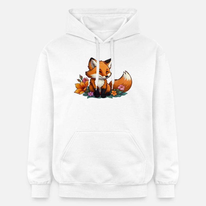 Renard aux fleurs - Renard fleuri - Sweat à capuche Softstyle® Gildan Unisexe - blanc