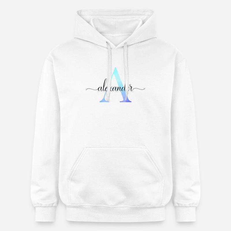 A| Monogramme | Nom | Alexandre | Aquarelle - Sweat à capuche Softstyle® Gildan Unisexe - blanc