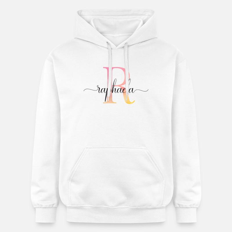 L | Monogramme | Nom | Raphaëla |Aquarelle - Sweat à capuche Softstyle® Gildan Unisexe - blanc
