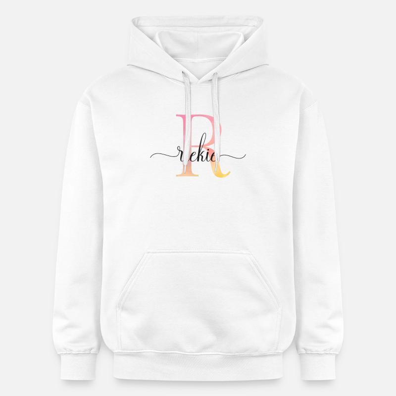 L | Monogramme | Nom | Rieke |Aquarelle - Sweat à capuche Softstyle® Gildan Unisexe - blanc