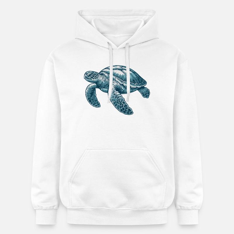 Tortue marine - Sweat à capuche Softstyle® Gildan Unisexe - blanc